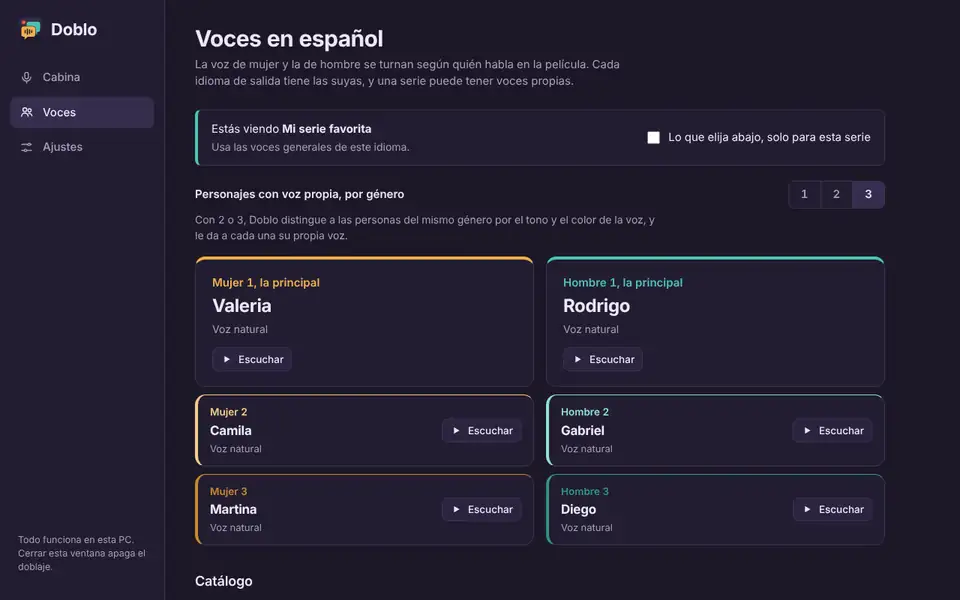 Panel de Doblo: elección de voces de mujer y de hombre
